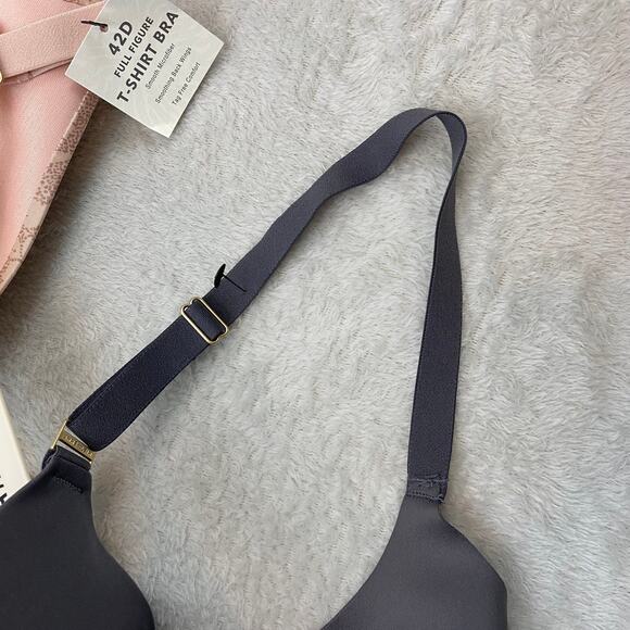 Anne Klein tshirt Bra Size 42D 2-Pack Smooth Full Figure Pink Floral & Gray NWT - Picture 4 of 6